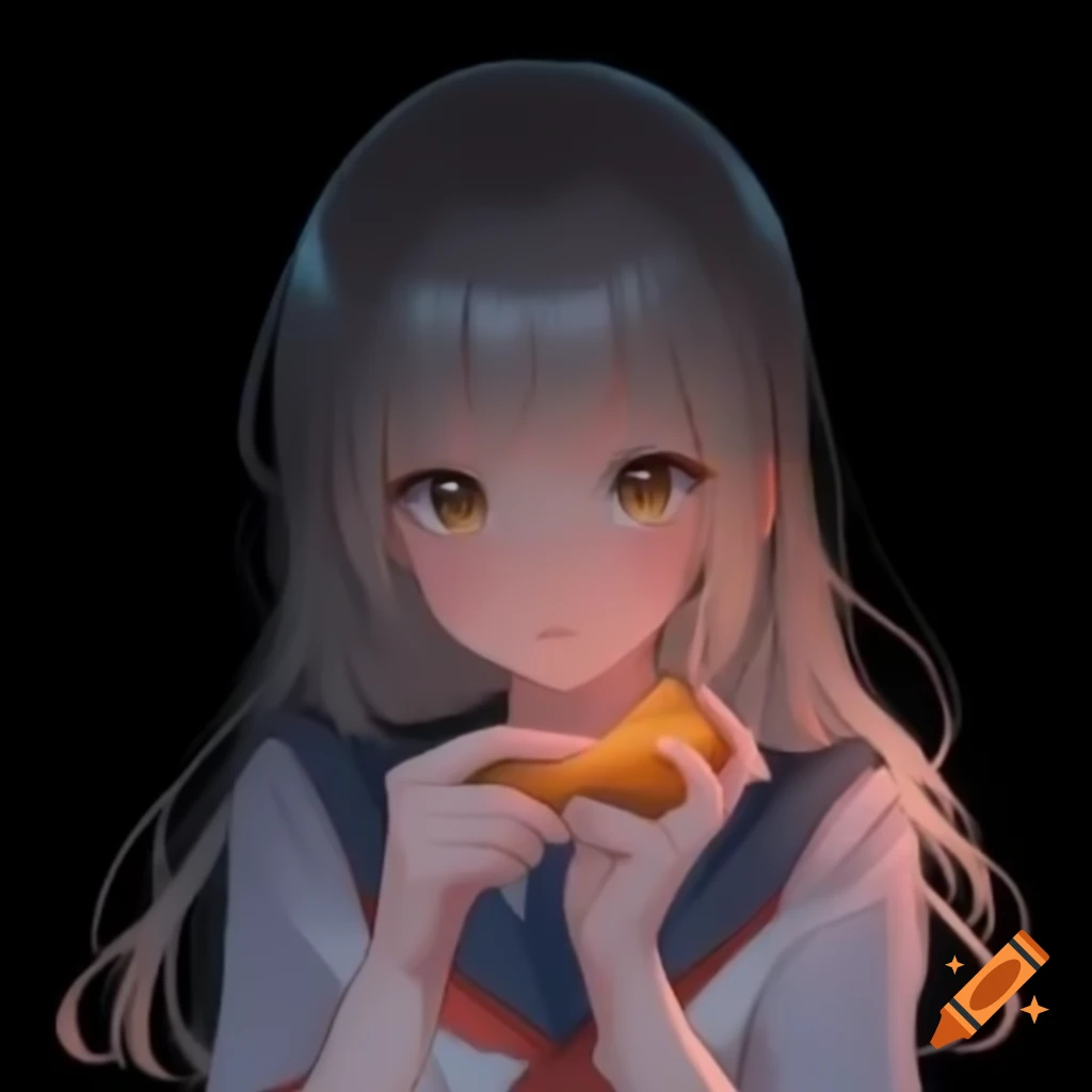 Darker styled portrait of a character inspired by anime, on black background