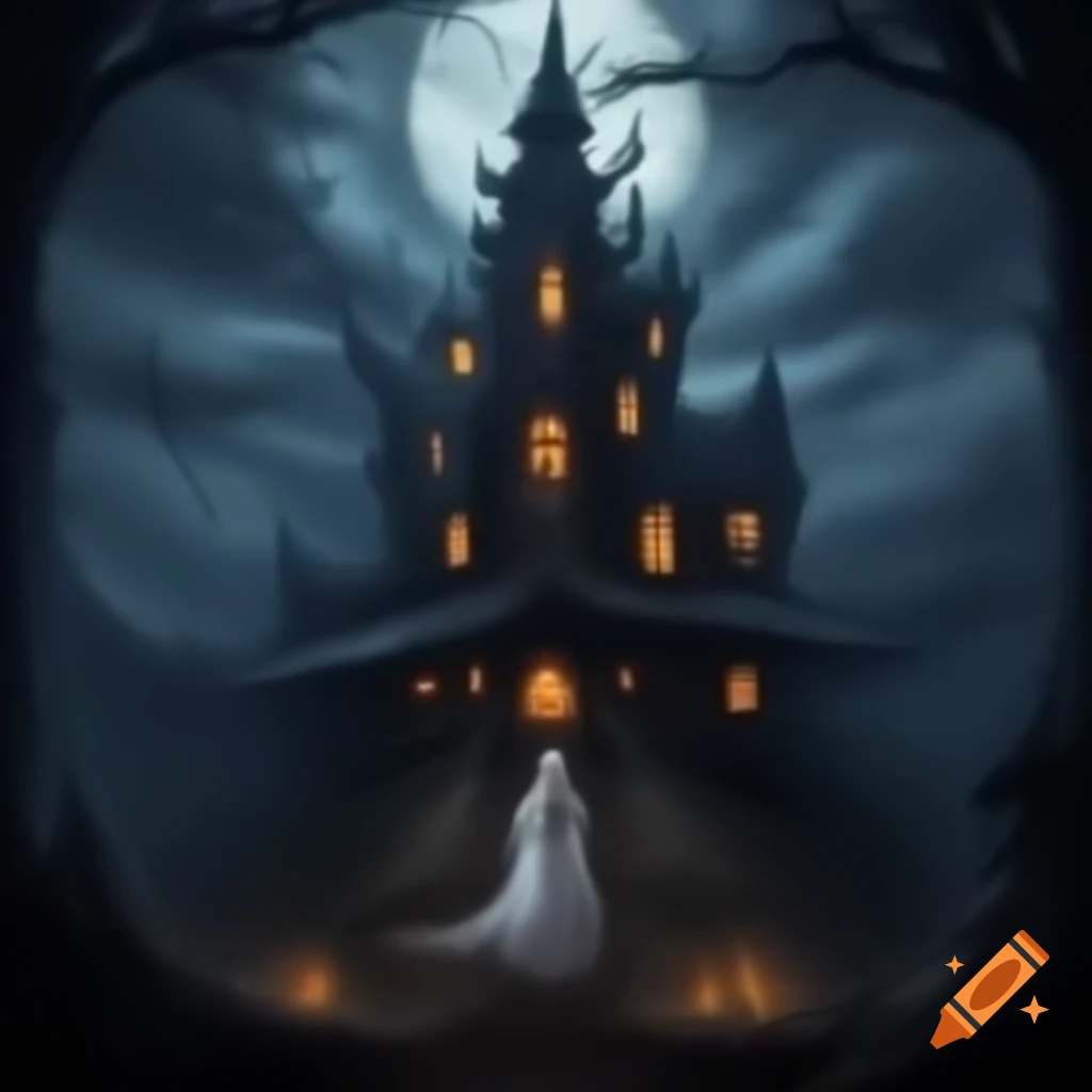 Haunted witch's castle with eerie atmosphere