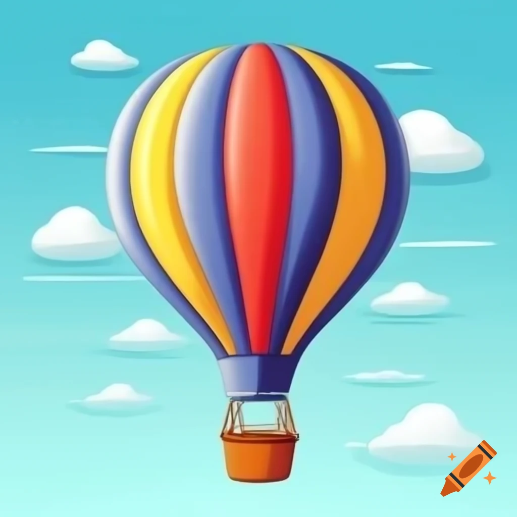 Colorful cartoon hot air balloon