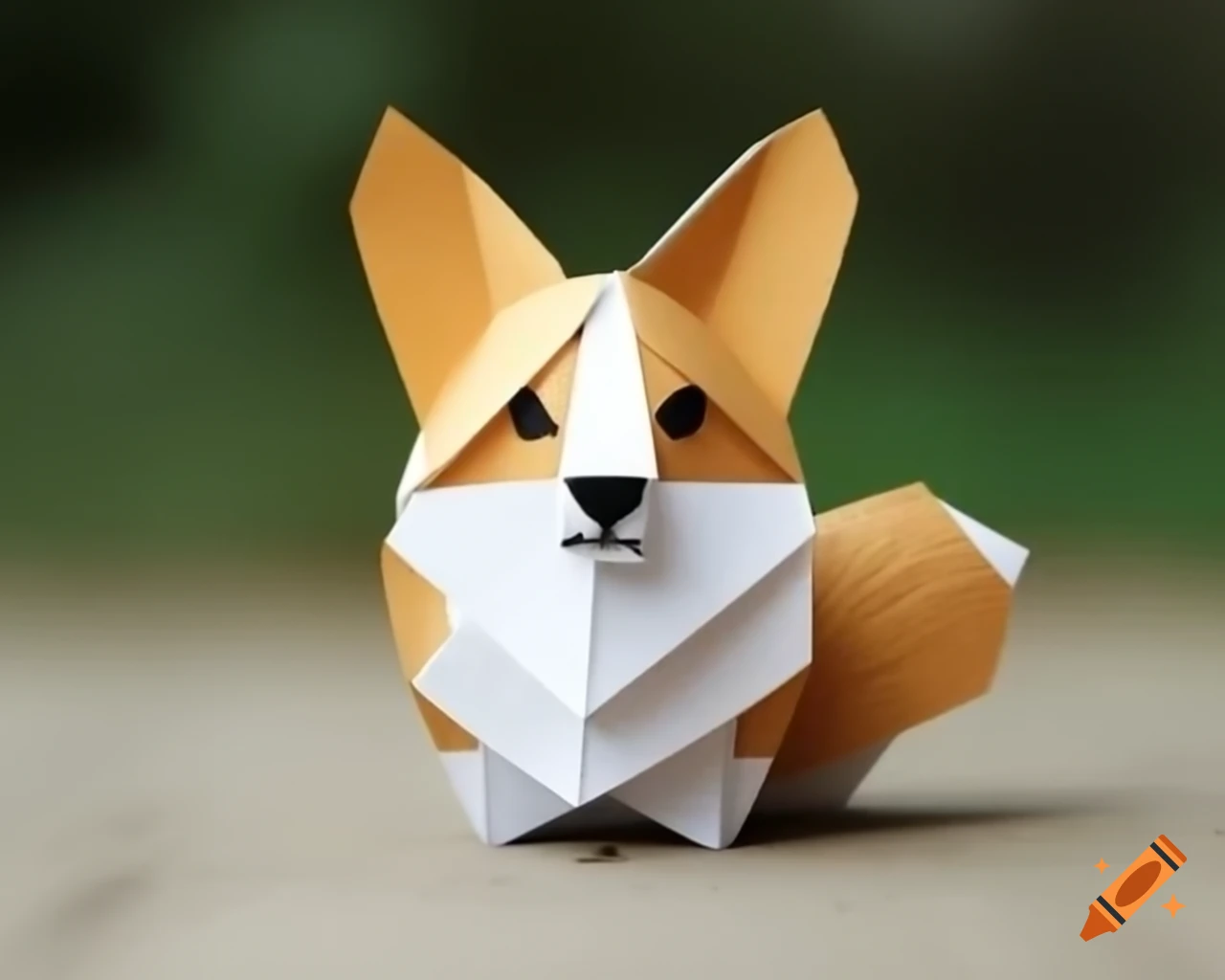 Adorable origami corgi crafted from paper