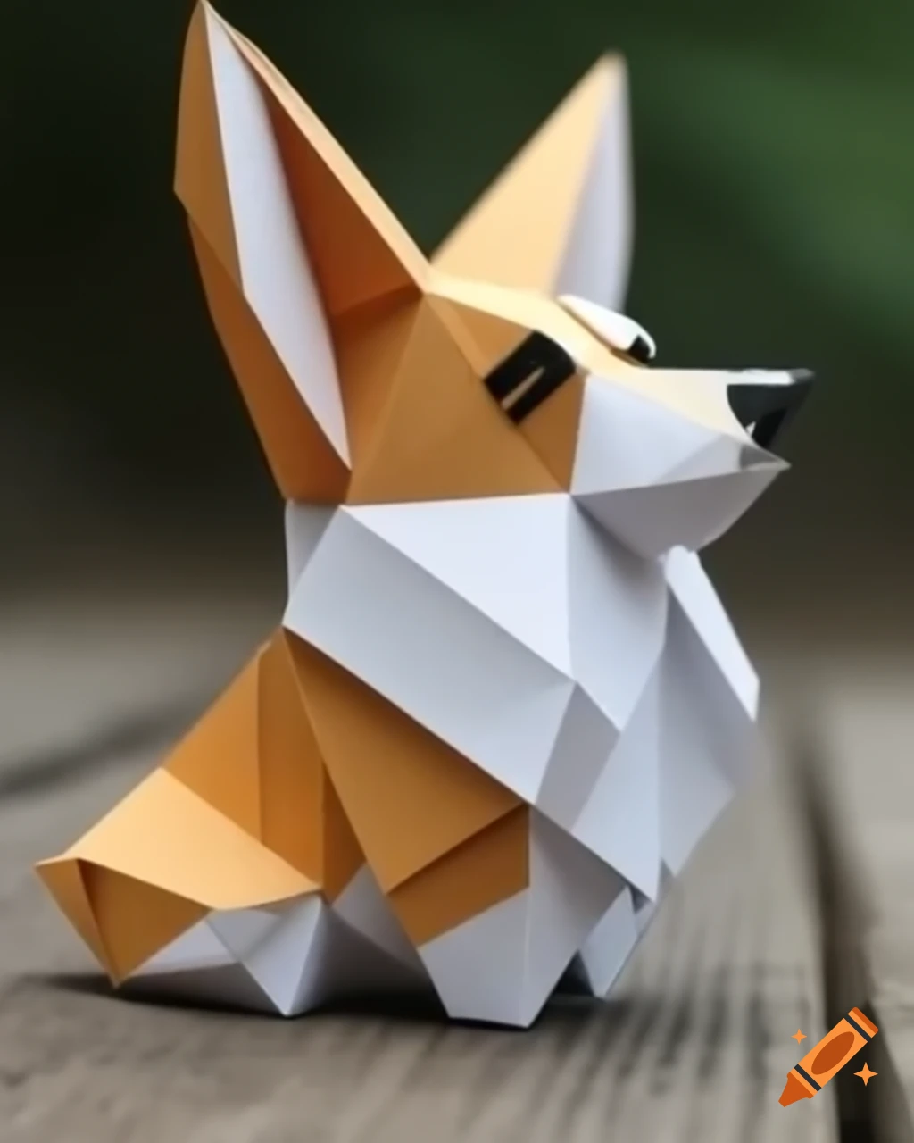 Adorable origami corgi, papercraft design