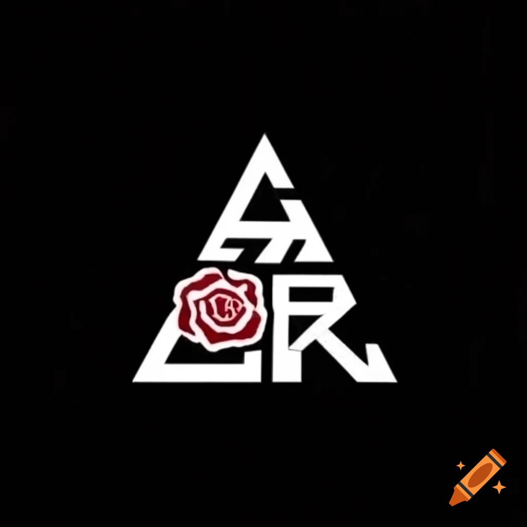 Ashen colored rose logo with letters A and R