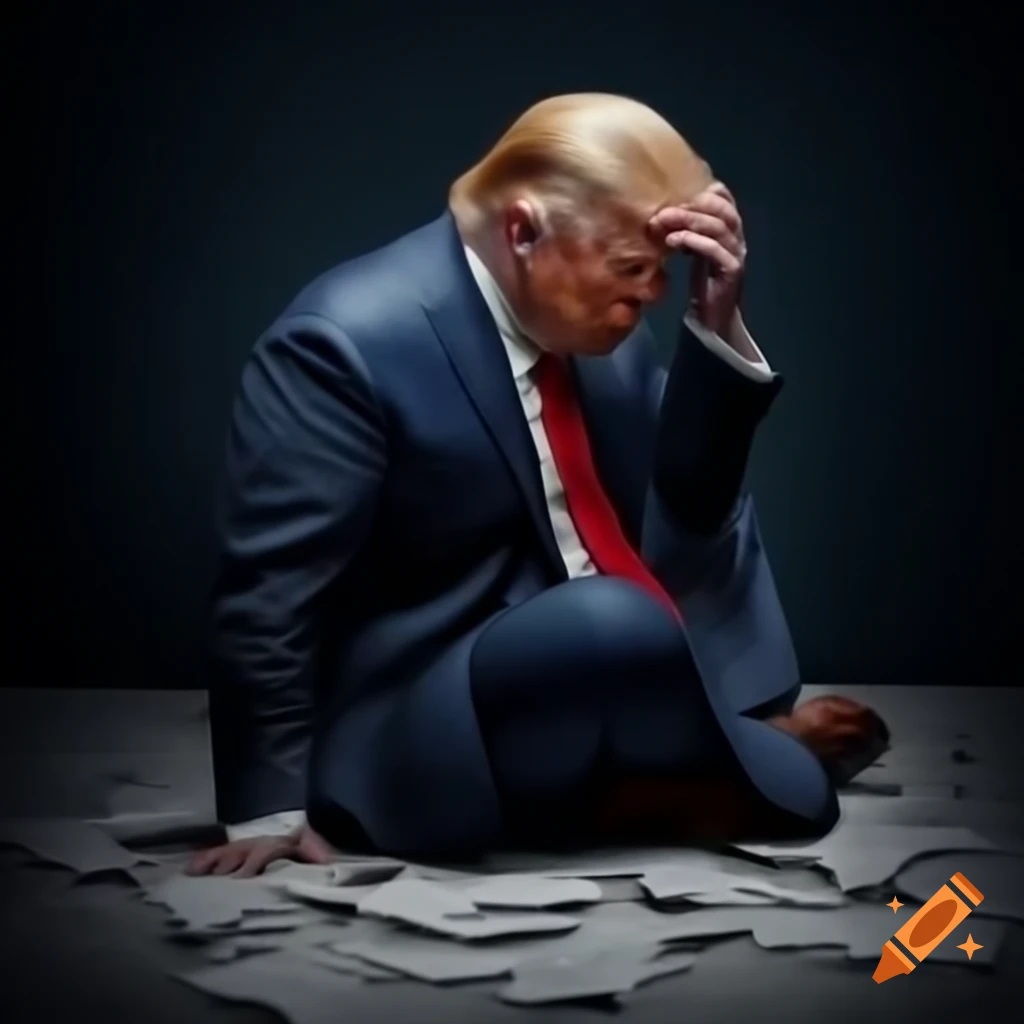 Dejected individual sprawled on the floor with a sad expression