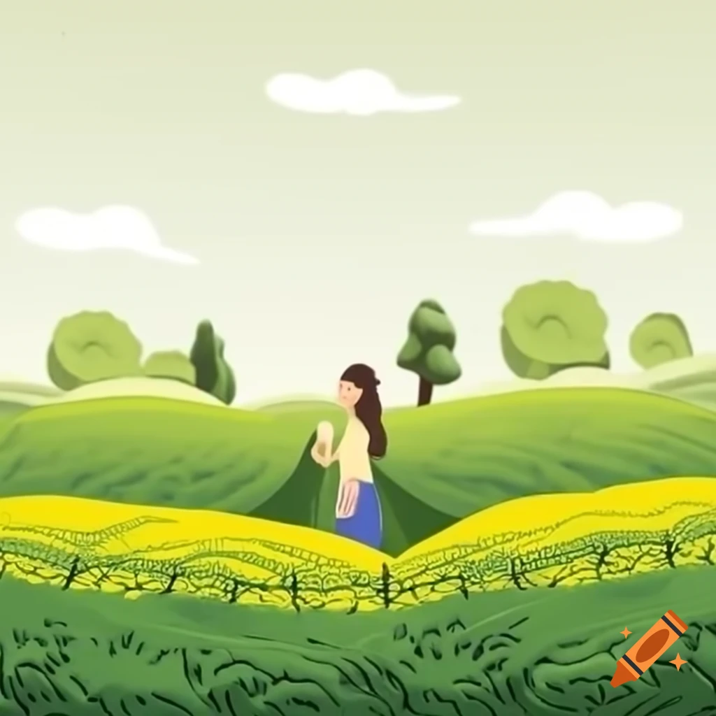 Woman standing alone in tea fields