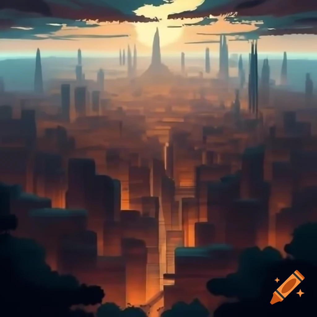 Futuristic cityscape in artistic style