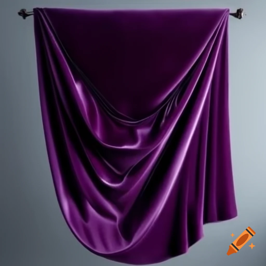 Purple-black velvet cloth hanging elegantly