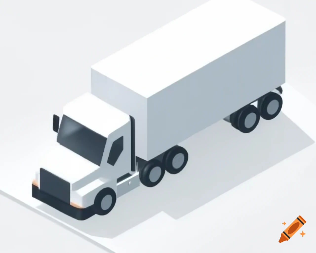 3D isometric render of a white transport truck on white background