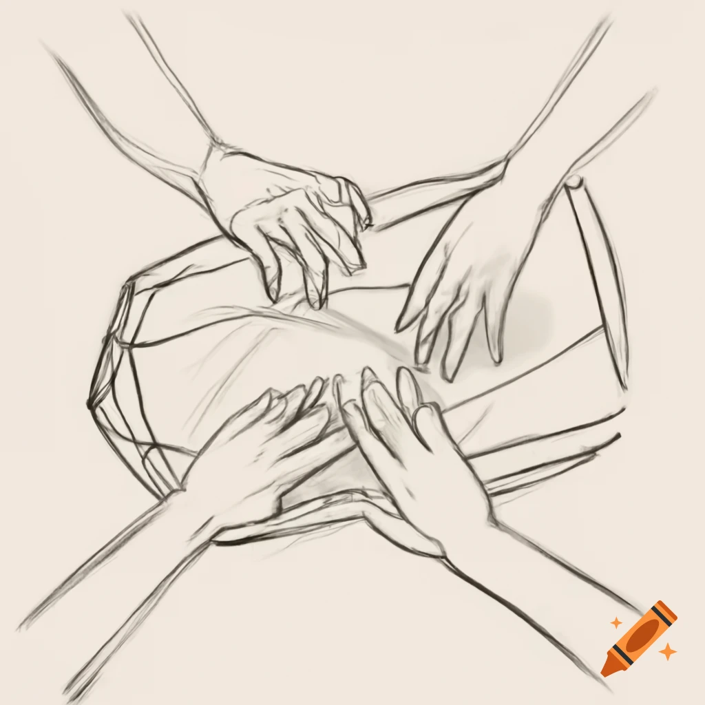Hands searching through an open duffle bag