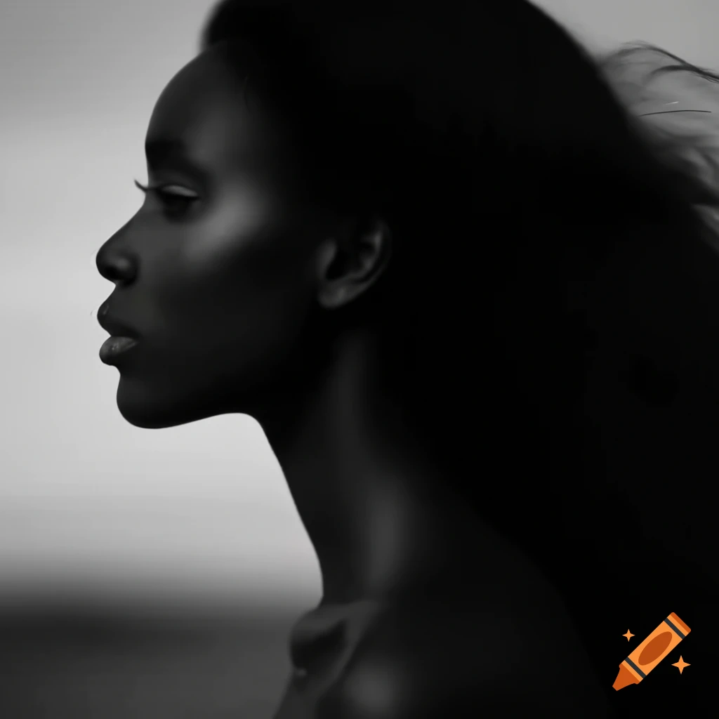 Profile view of strong black woman with piercing gaze and peaceful demeanor