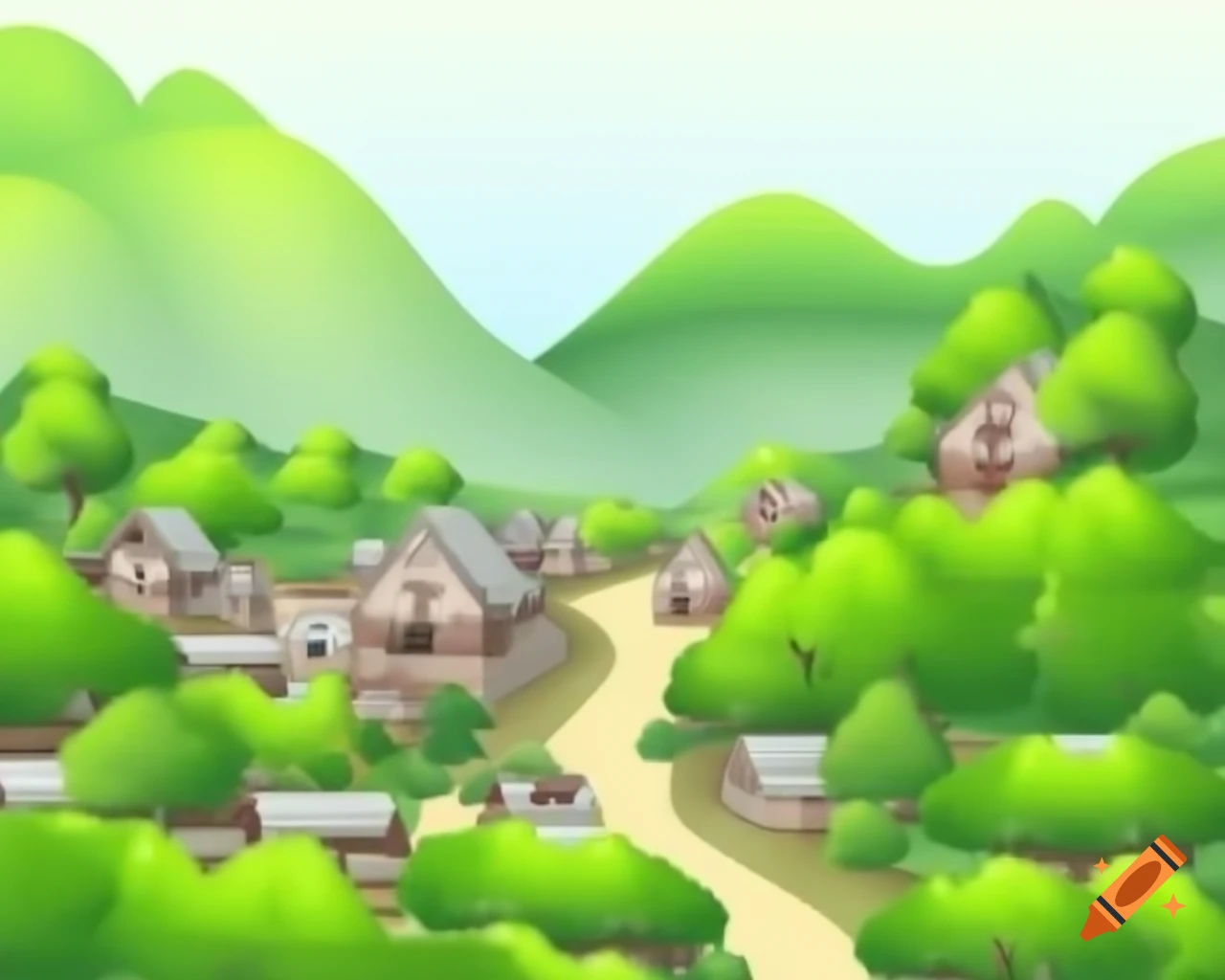 Scenic View Featuring Trees Houses And A Winding Road On Craiyon