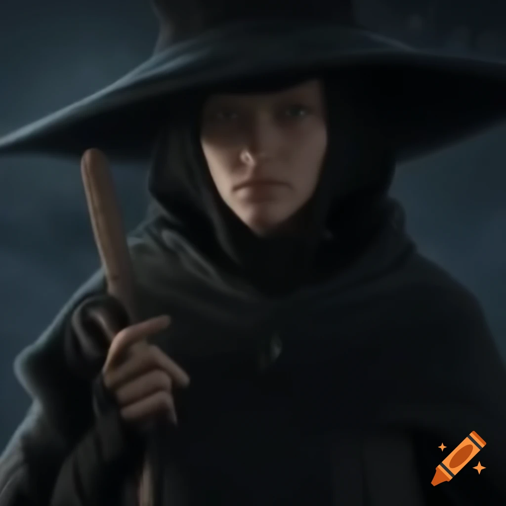 Feminine character in Elden Ring wearing altered black dancer dress wielding magic staff