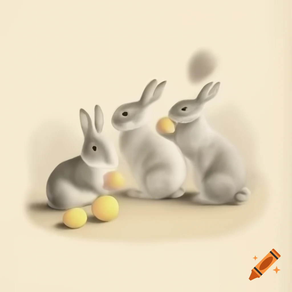 Color pencil drawing of cute bunnies harvesting and eating pomelos in 19th century botanical style