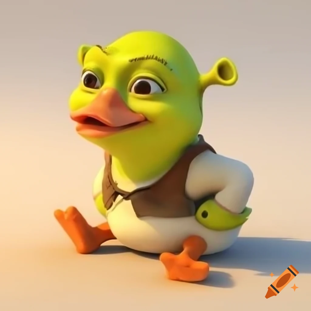Hybrid Shrek-inspired duck character