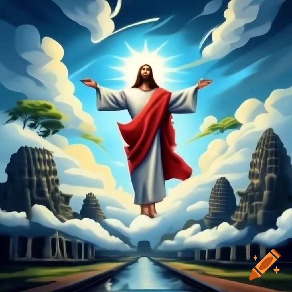 Jesus depicted in clouds over Angkor Wat