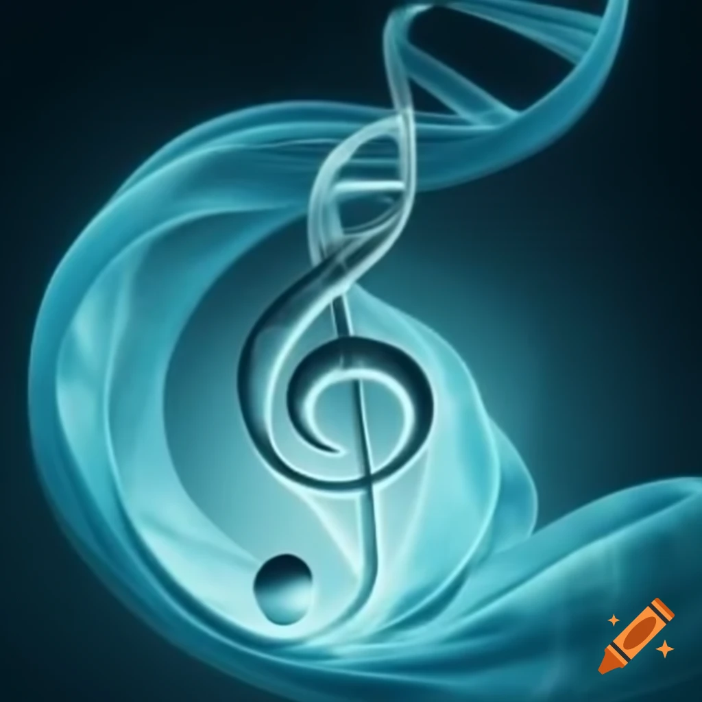 DNA helix intertwined with treble clef, artistic design