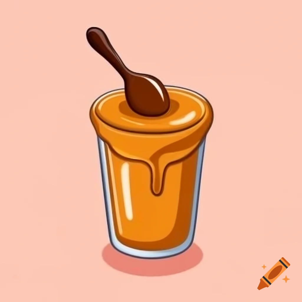 Glass decorated with caramel sauce