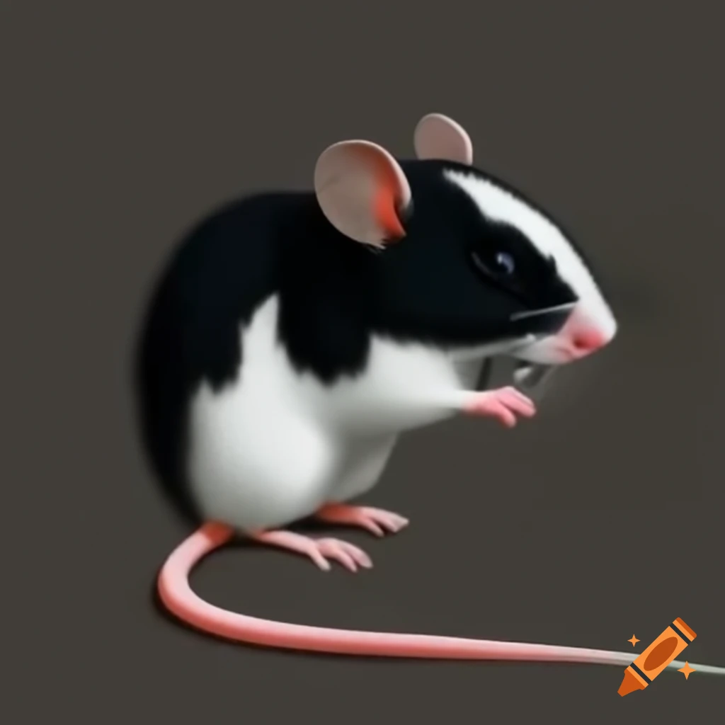 Mouse with black and white fur