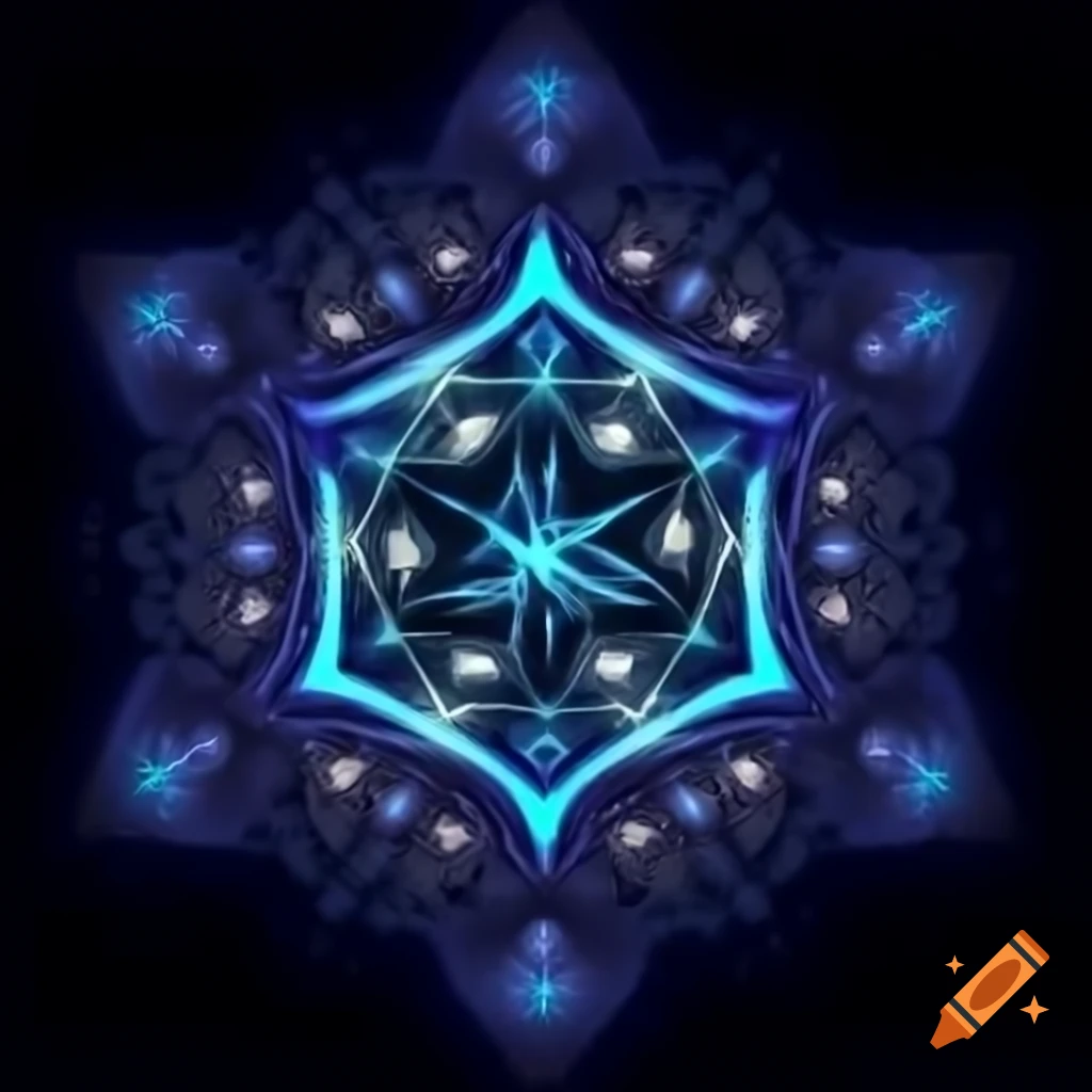 Magical glowing arcane runes with geometric shapes and fractals