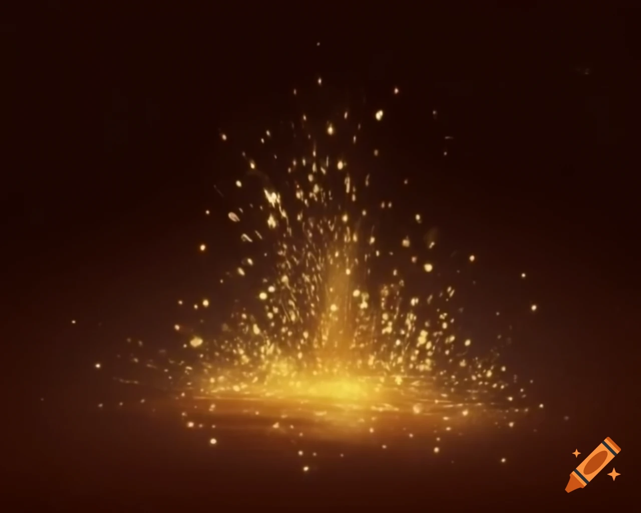 Sparkling orange fairy dust with gold and silver highlights in storybook style