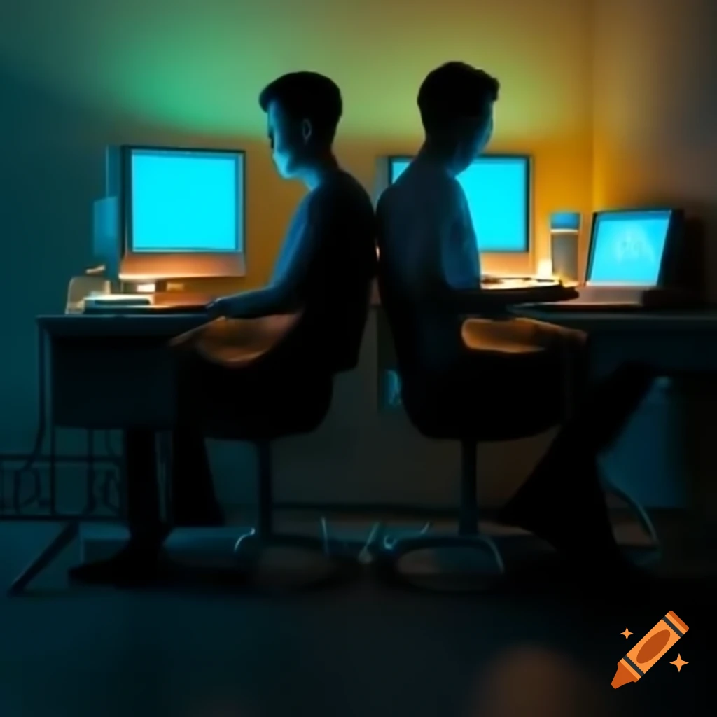 Man sitting beside a computer separated by a wall