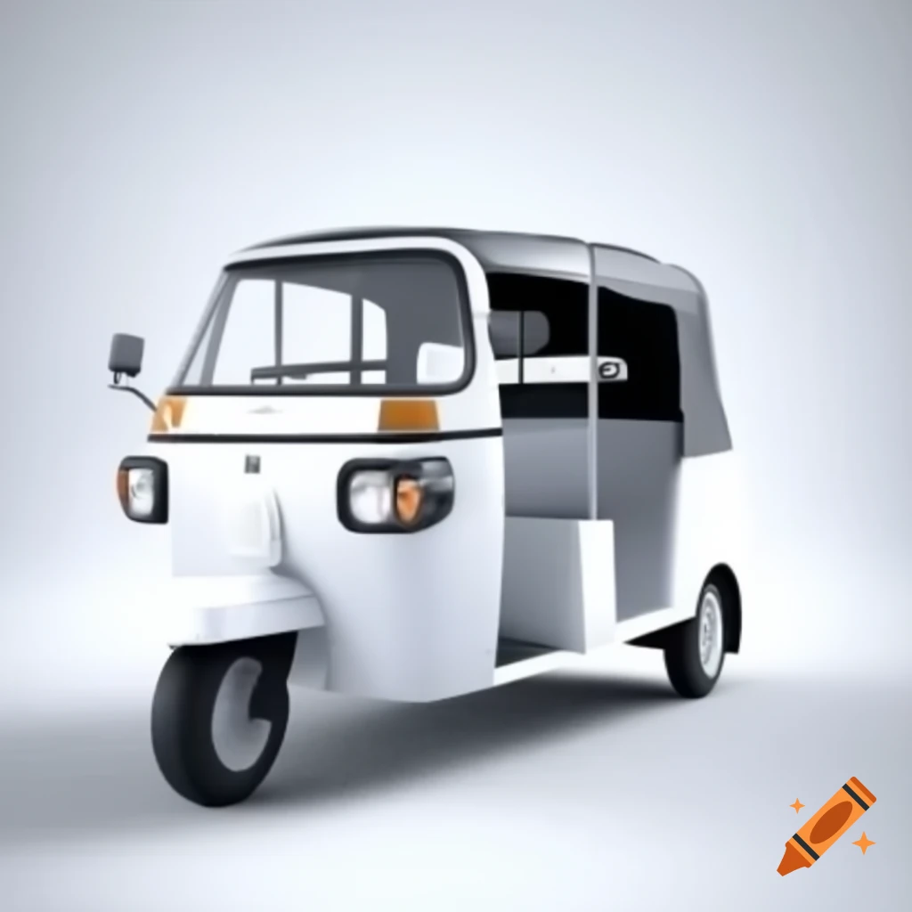 3D model of a white tuk-tuk
