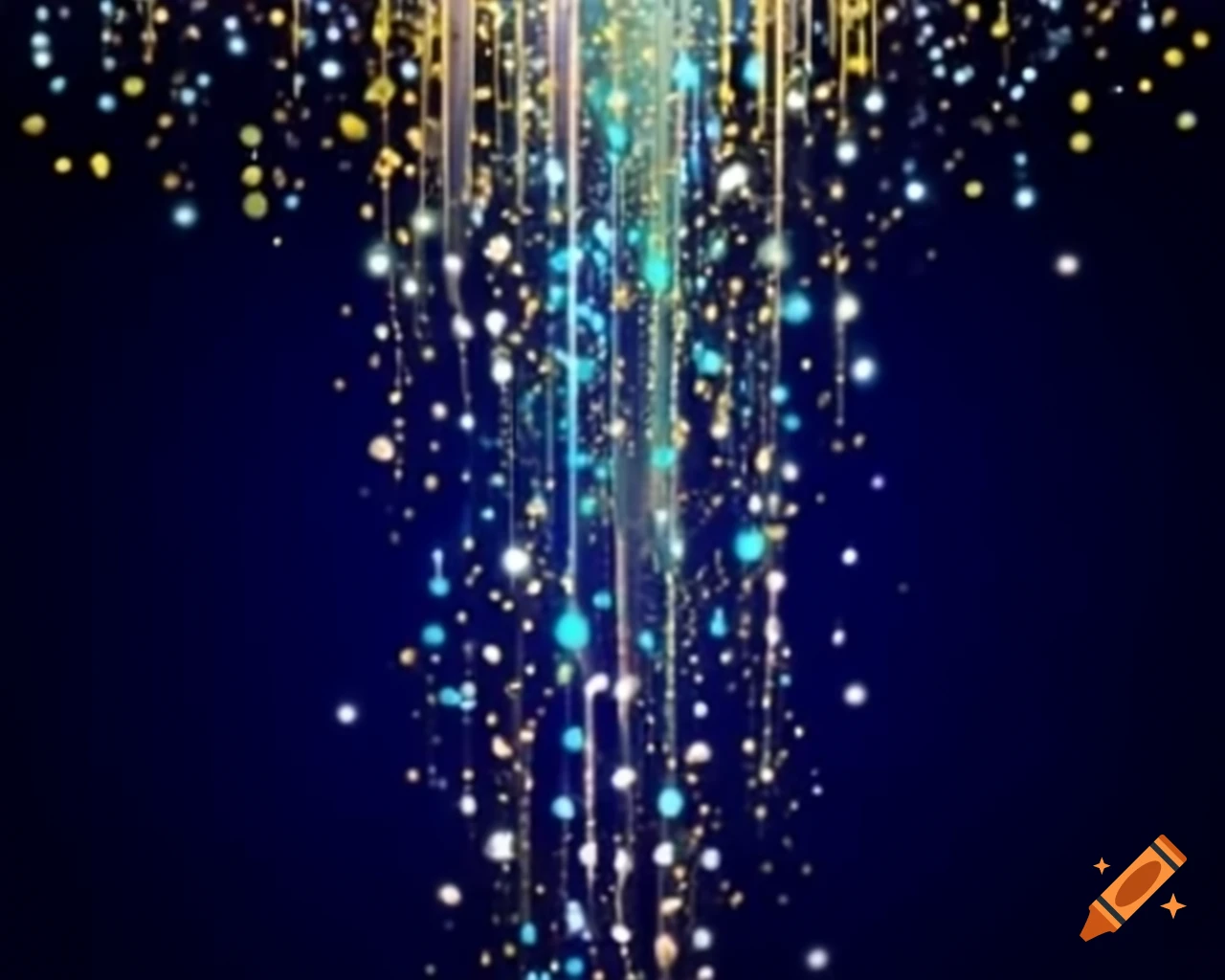 Cascading fairy dust in vibrant colors with silver and gold, storybook style