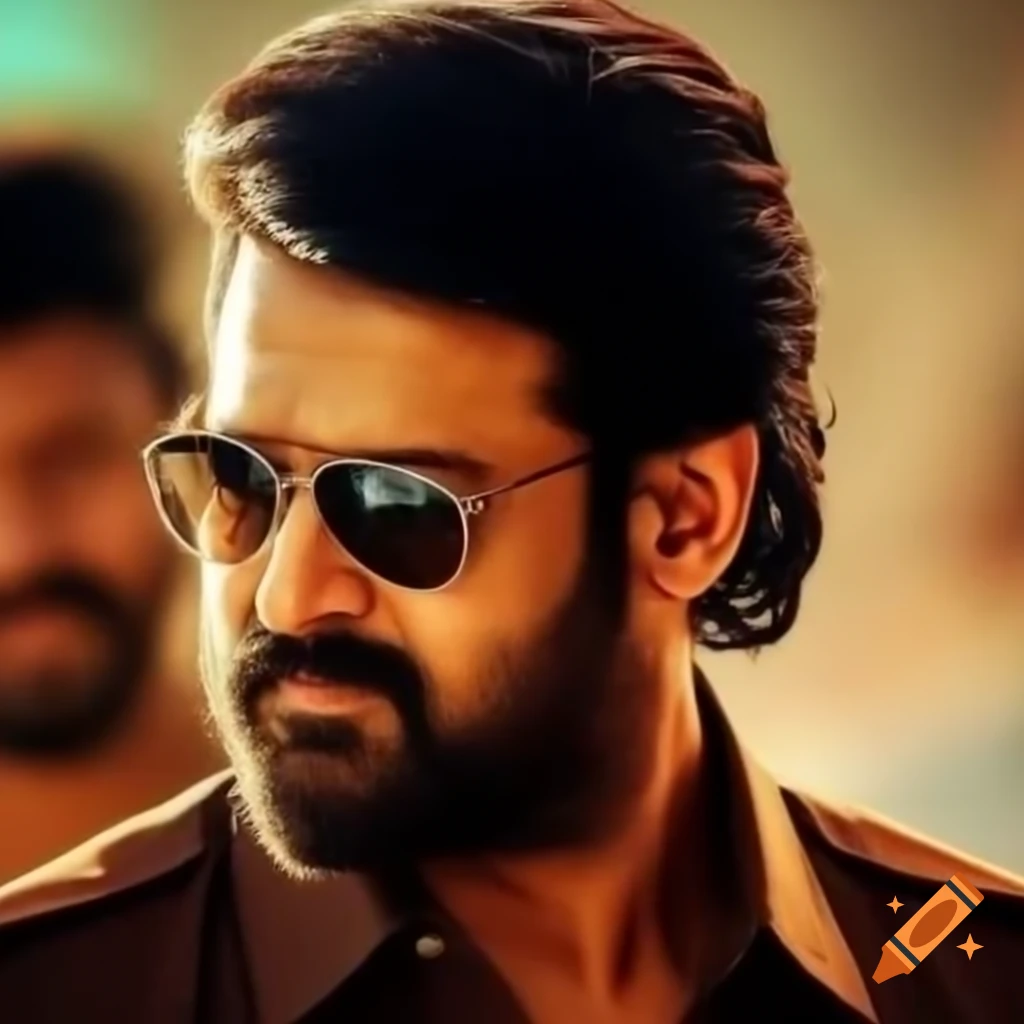 Actor Prabhas with a beard portraying a ruthless cop