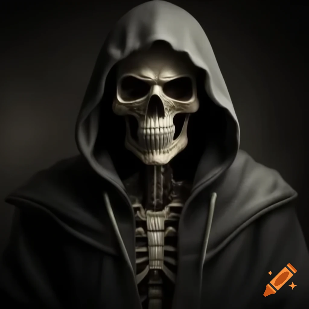 Full body skull wearing hood
