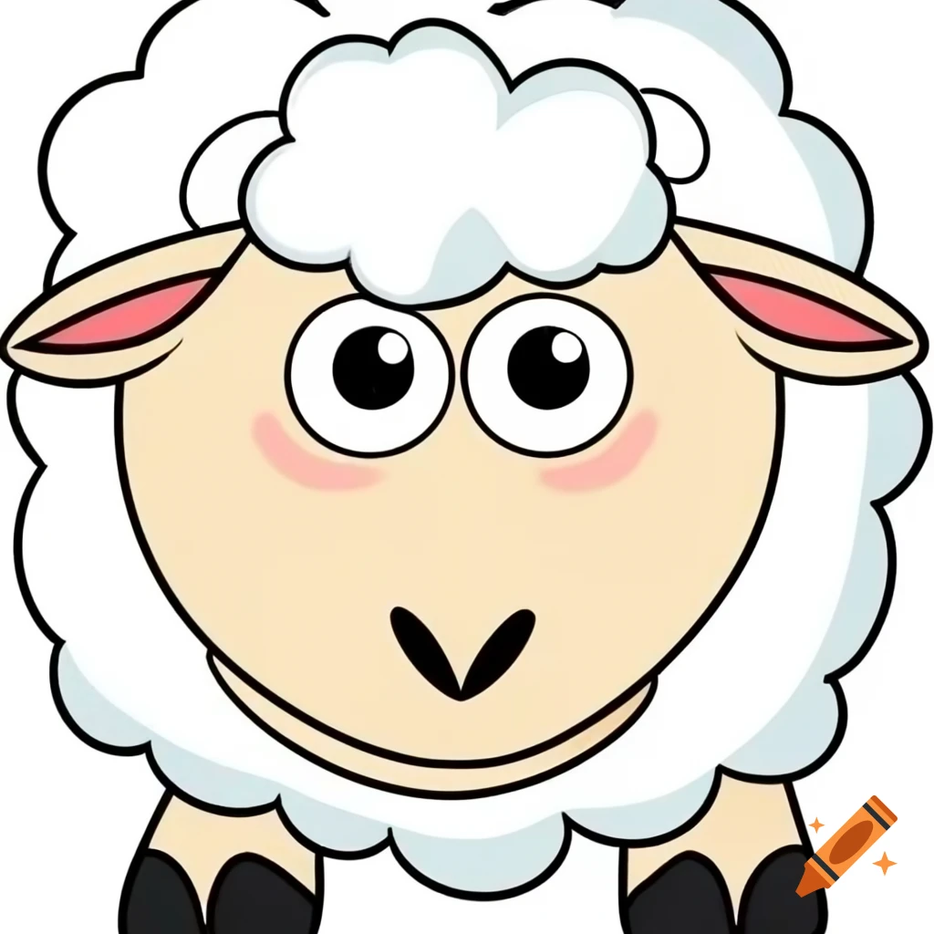Cute cartoon sheep flat art facing left