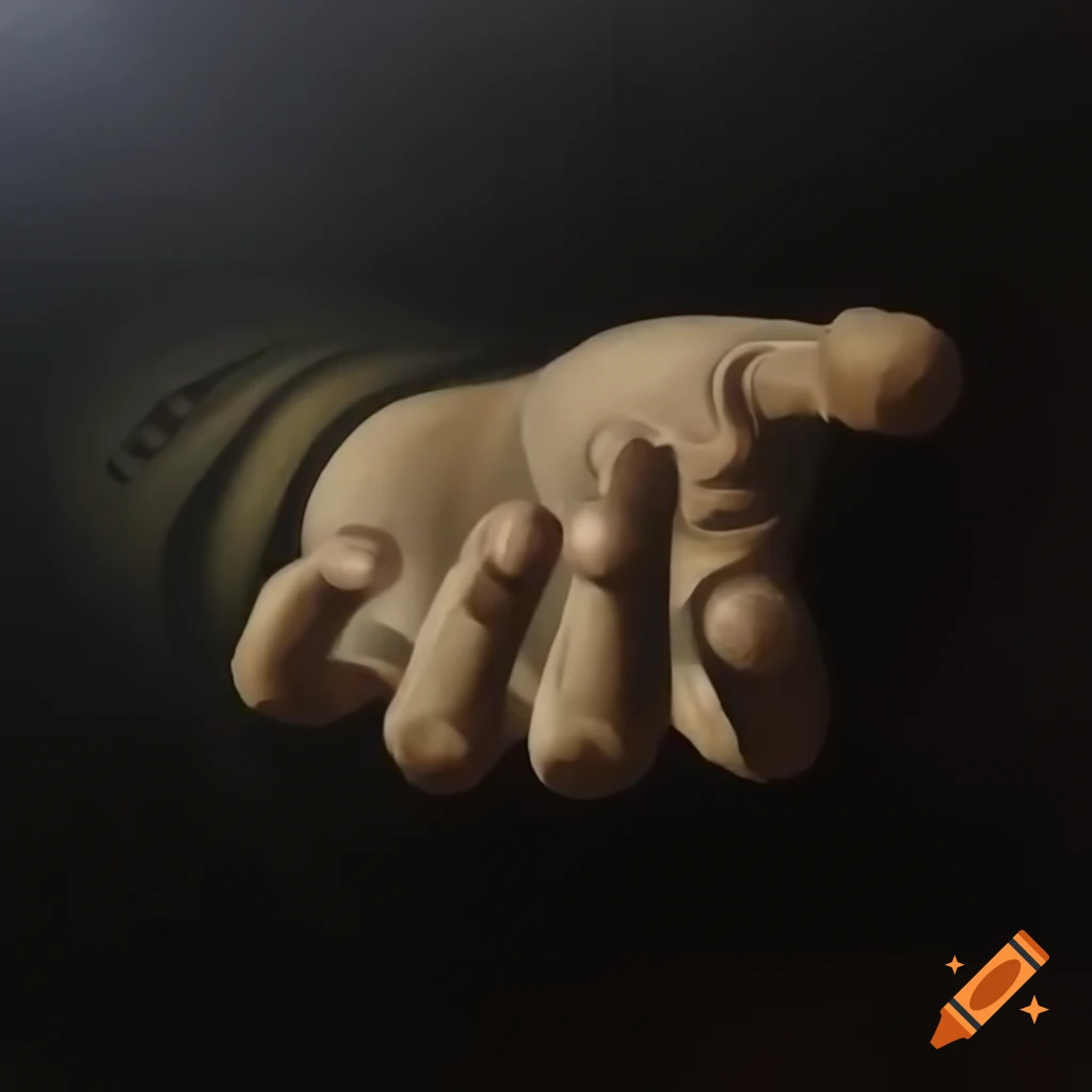 Close-up of a hand rising from grave at night, biblical theme