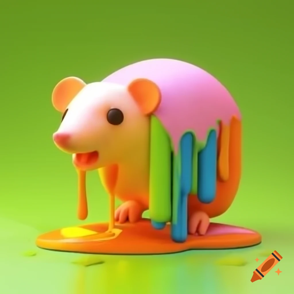 3D possum sculpture made from bright melting crayons