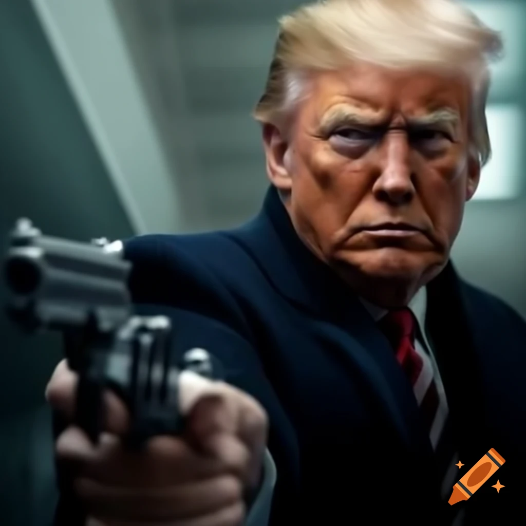 Political figure holding a gun