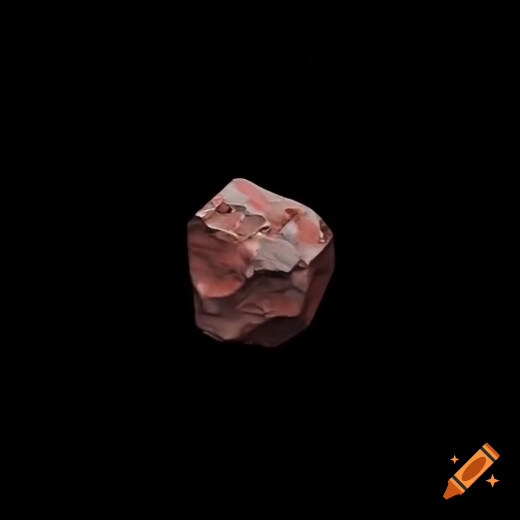 Iron ore chunk on black background in Justin Gerard art style