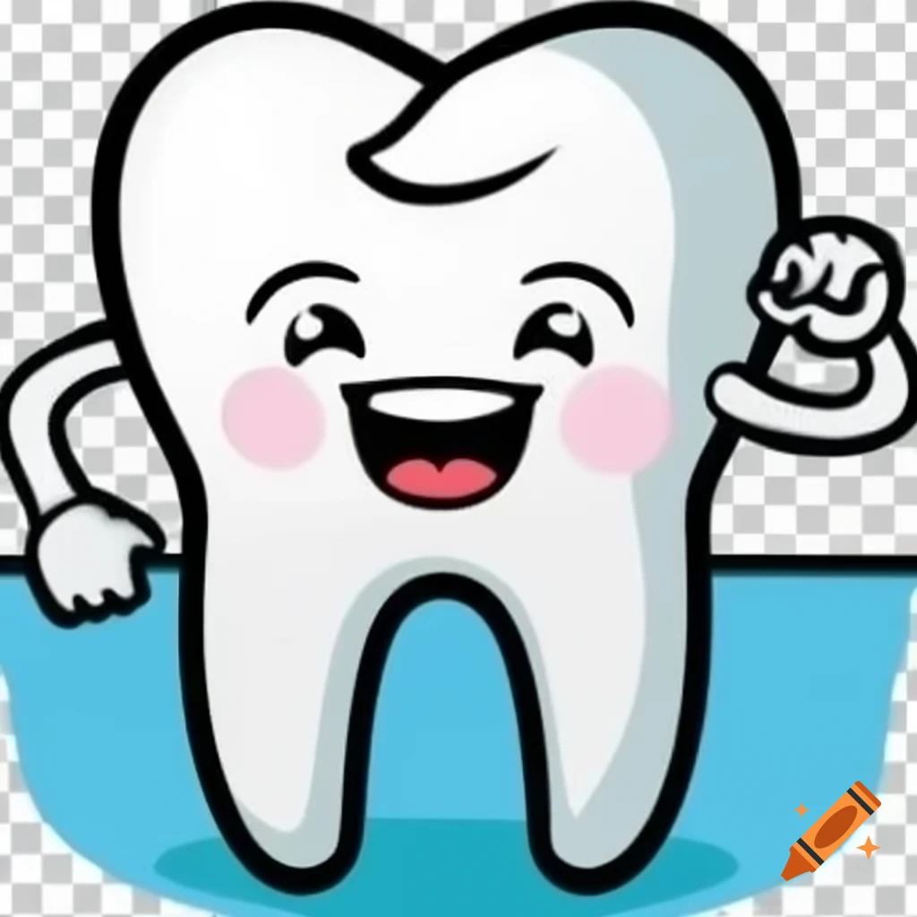 Cartoon tooth with orthodontic braces