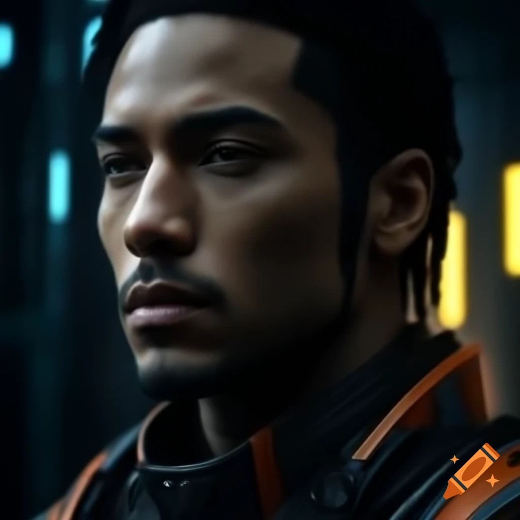 Photorealistic depiction of a futuristic latino male rebel on craiyon