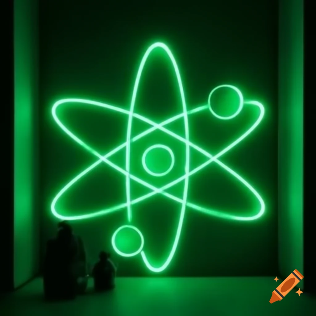 Realistic green neon atom design
