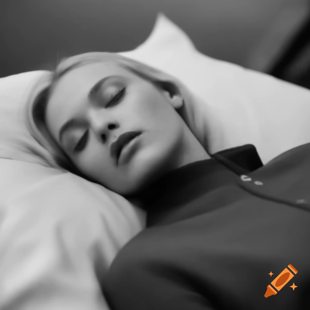 30-year-old blonde woman resembling Zara Larsson captured in flash photography