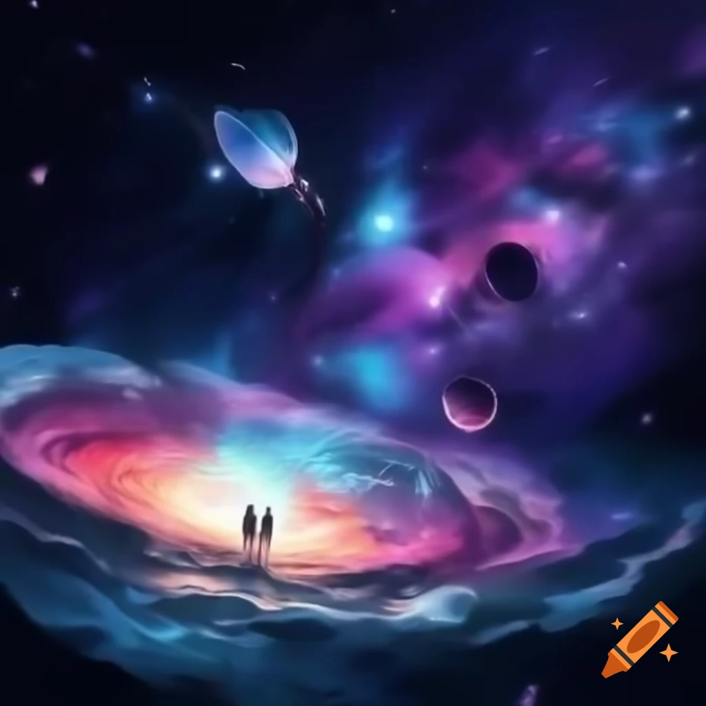 Otherworldly Celestial Garden With Glowing Butterflies And Futuristic 