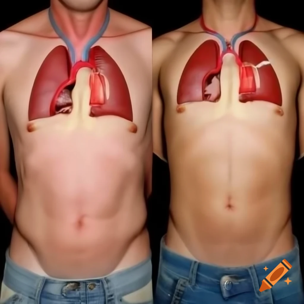 Comparison of healthy and damaged body organs due to smoking