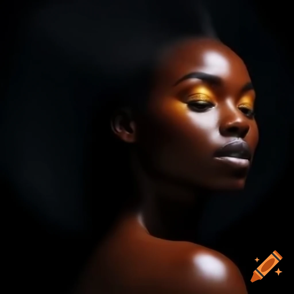 Powerful beauty reflected in the profile gaze of a Black woman