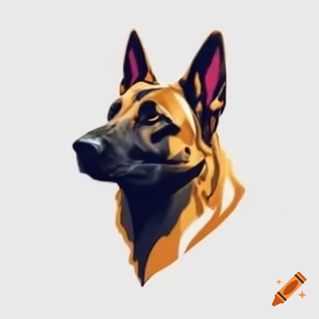 Full body logo of a Malinois dog