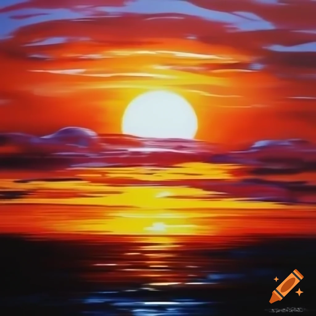 Sunset painting with vibrant colors