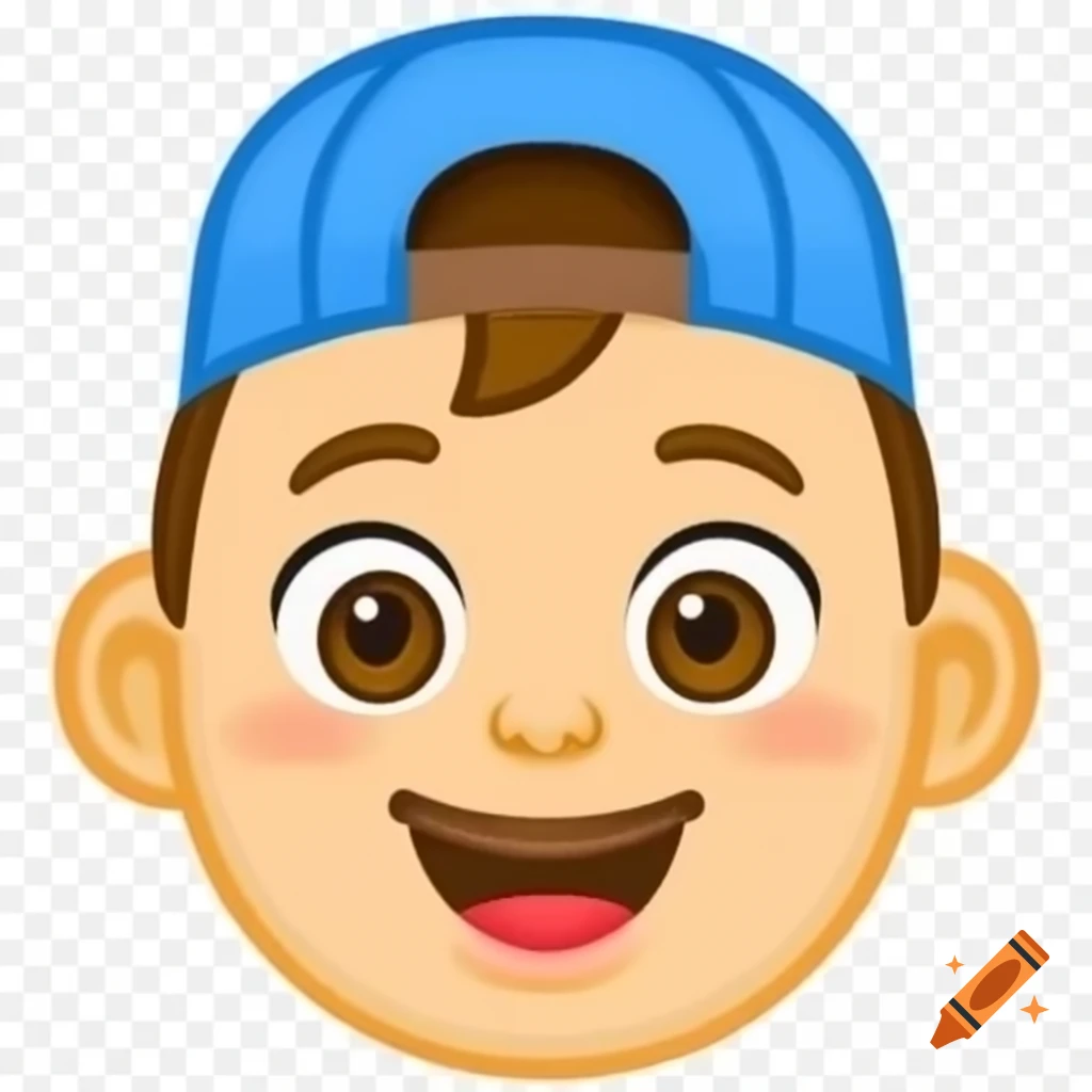Emoji baby smiling in blue cap