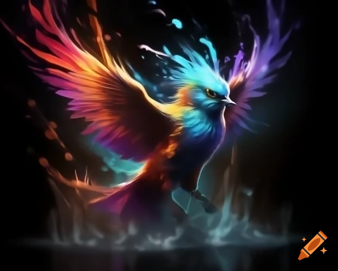 Brightly colored bird against dark background, showcasing vivid colors