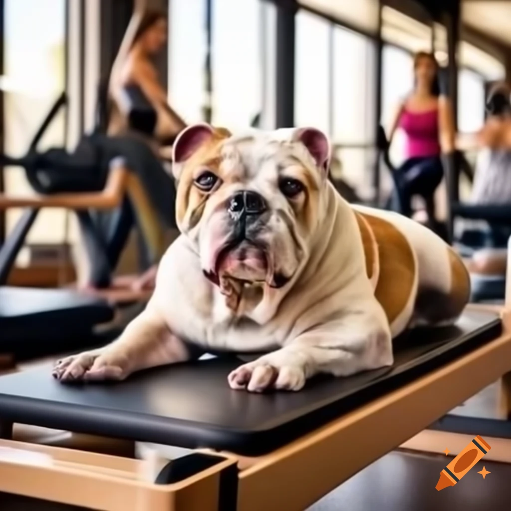 Bulldog engaged in pilates exercise