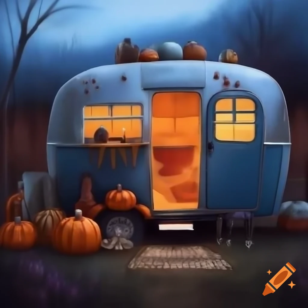 Vintage Halloween-themed trailer