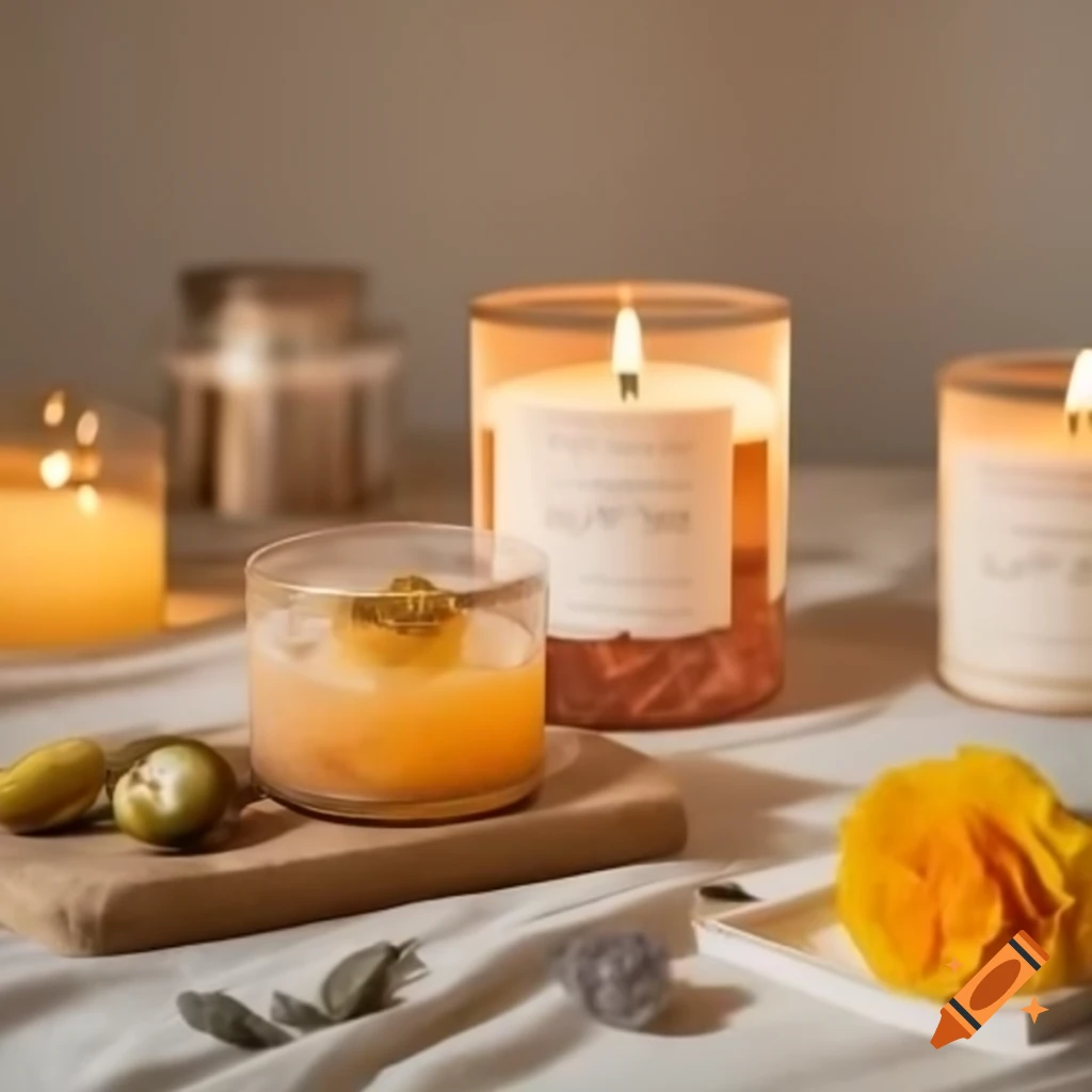 Aromatic candle on grass on a sunny day