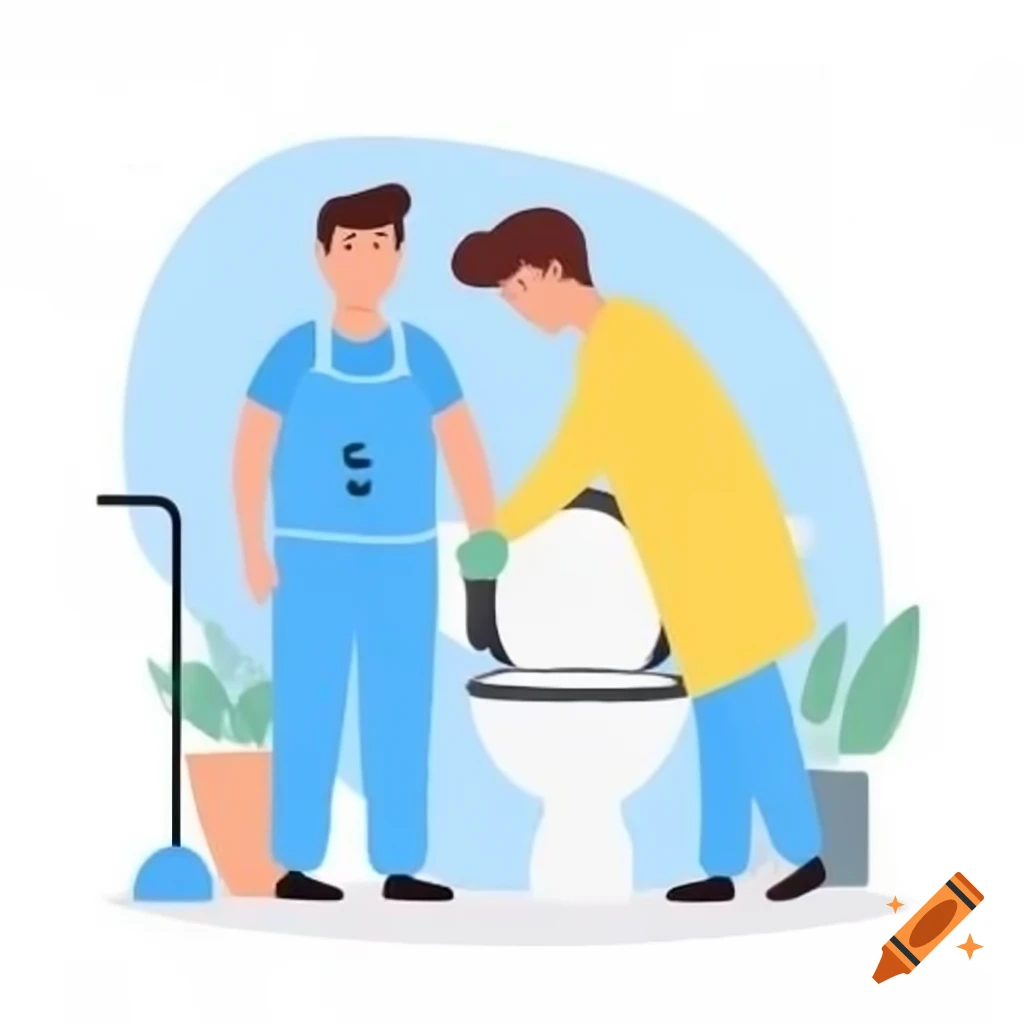 Clipart of a man cleaning a toilet