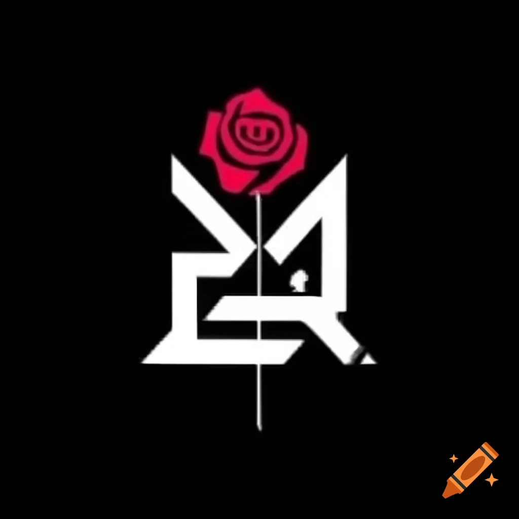 Logo featuring ashen colored rose and letters a and r on craiyon