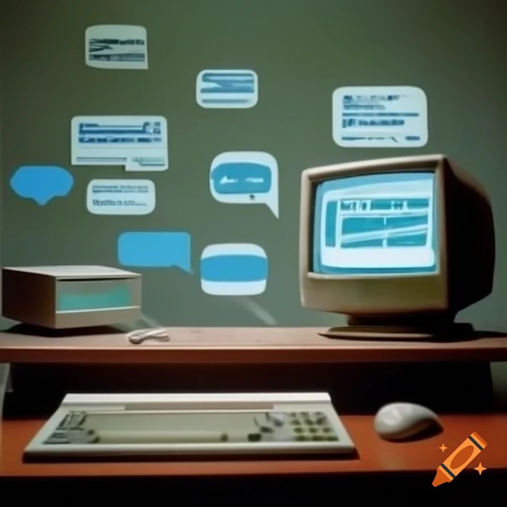 1960s computer showing text-based conversation